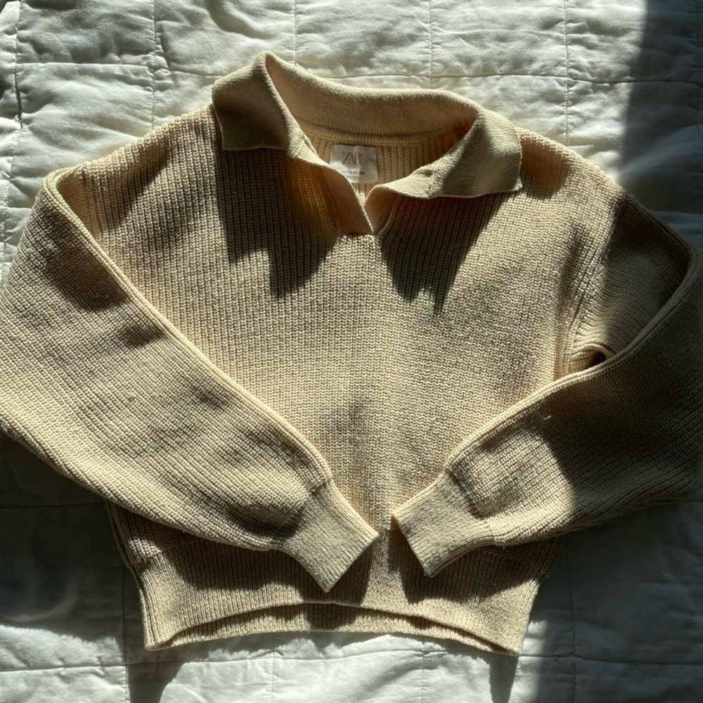 Zara Kids' Cream Collared Sweater - 13/14